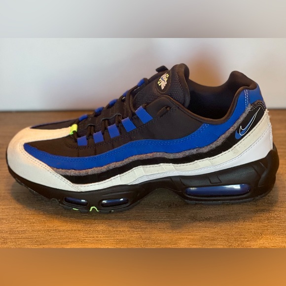 NIB NIKE AIR MAX 95 SE DOUBLE SWOOSH BLACK/GAME ROYAL/SAIL/WHITE DQ0268 SZ 9.5 - Picture 1 of 10
